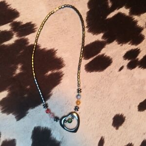 Hematite Heart Shaped Beaded Necklace